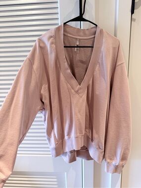 SKIMS Light Pink V-Neck Pullover Sweatshirt